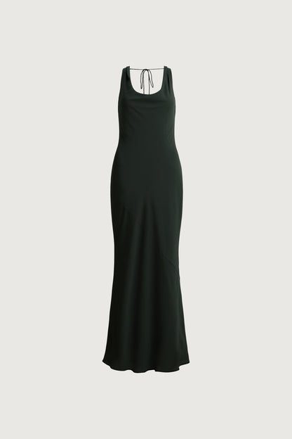 COWLNECK CHIFFON MIDI DRESS