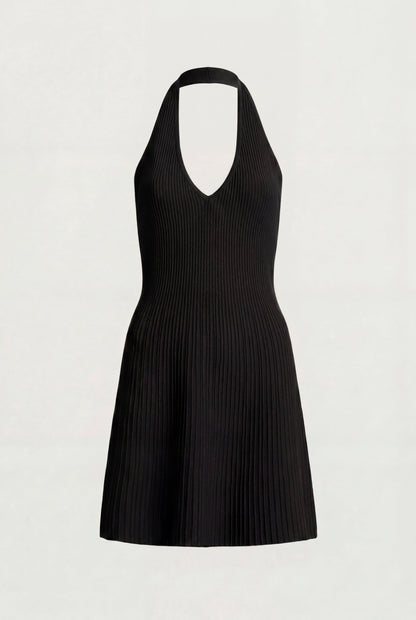 KNIT HALTER NECK MINI DRESS