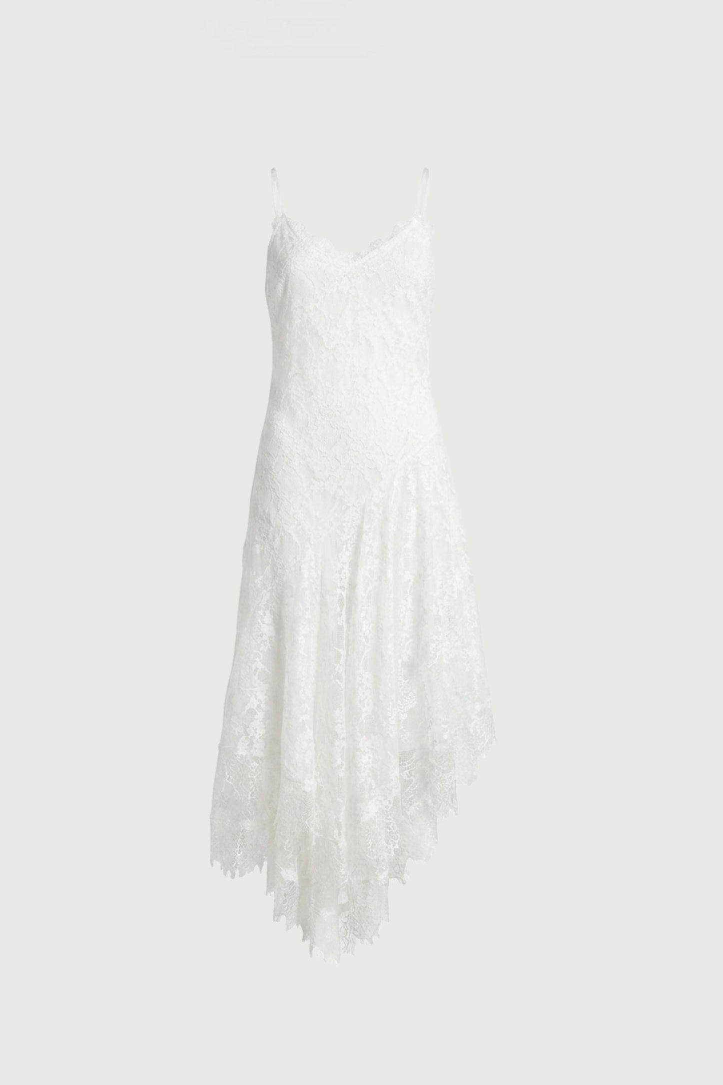 ASYMMETRICAL LACE CAMI SLIP DRESS