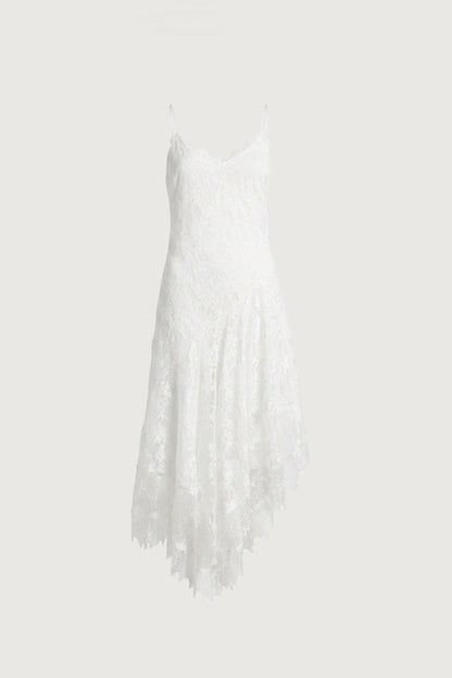 ASYMMETRICAL LACE CAMI SLIP DRESS