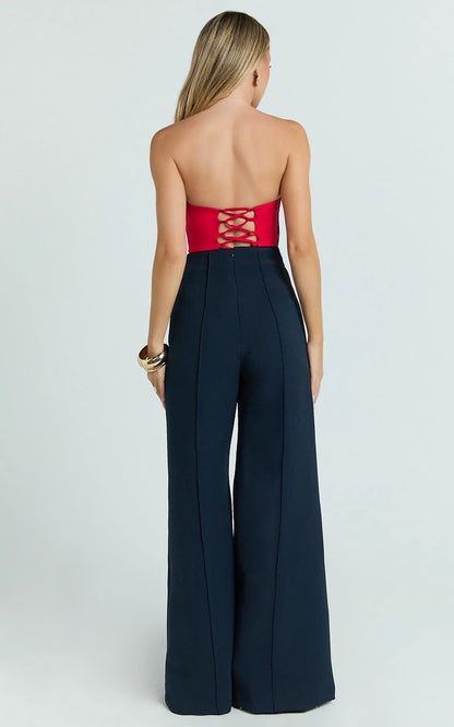 Brigitte Bodysuit - Sweetheart Paneled Bodysuit in Red