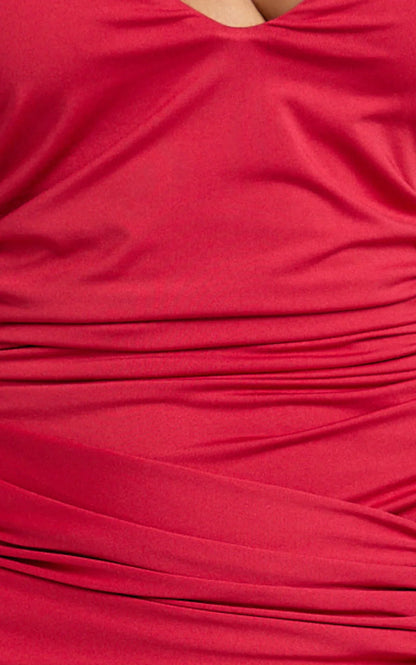 Dixie Maxi Dress - Plunge Halter Low Back Dress in Cherry