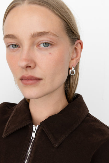 HOOP LINK STUD EARRINGS