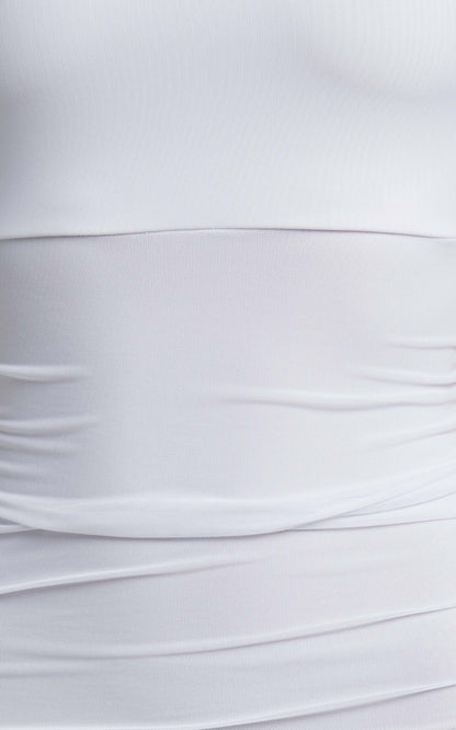 Coming For You Midi Dress - Mesh Dress in White Mesh