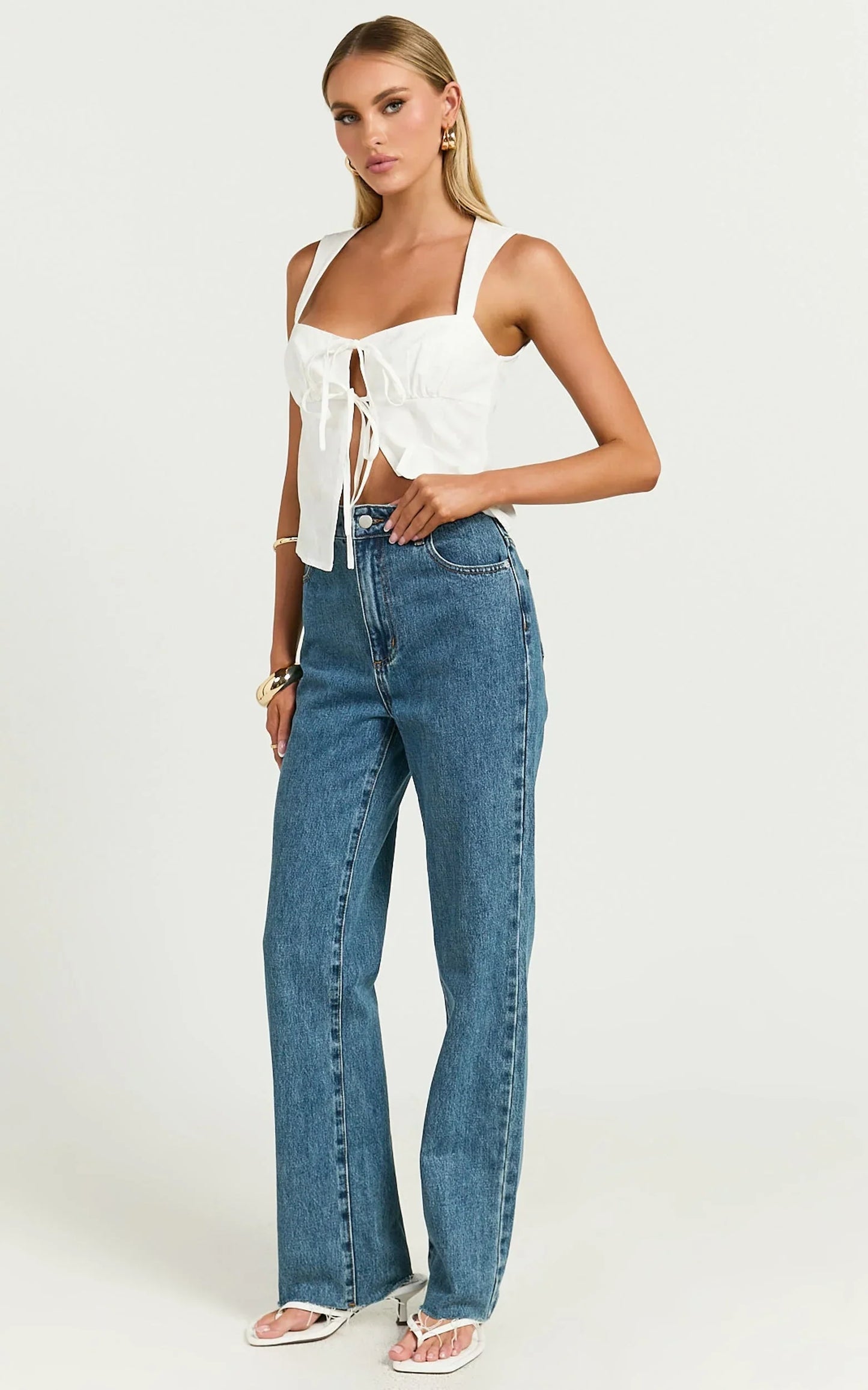 Dexter Jeans - High Waisted Straight Leg Denim Jeans in Dark Blue Wash