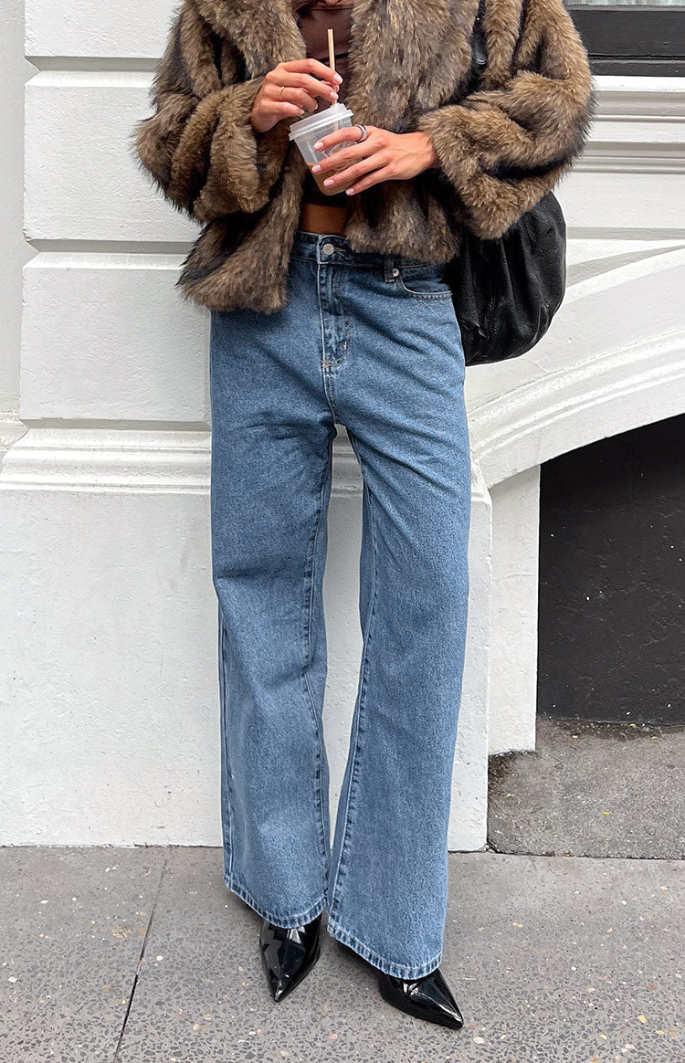 Fran Eyelet Mid Wash Pocket Jeans