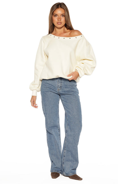 Fran Eyelet Mid Wash Pocket Jeans