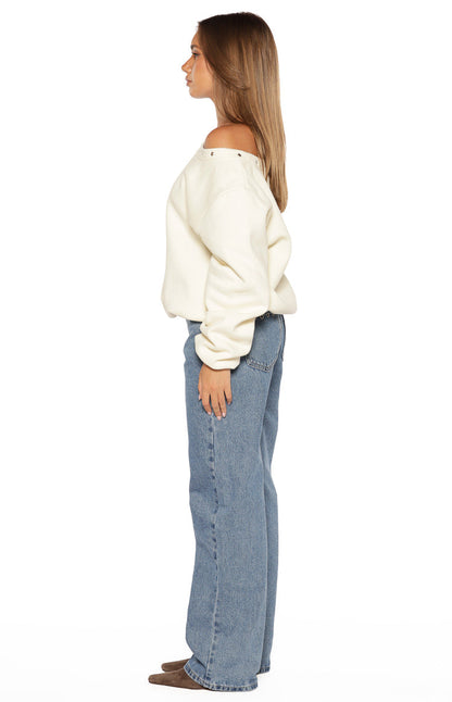 Fran Eyelet Mid Wash Pocket Jeans