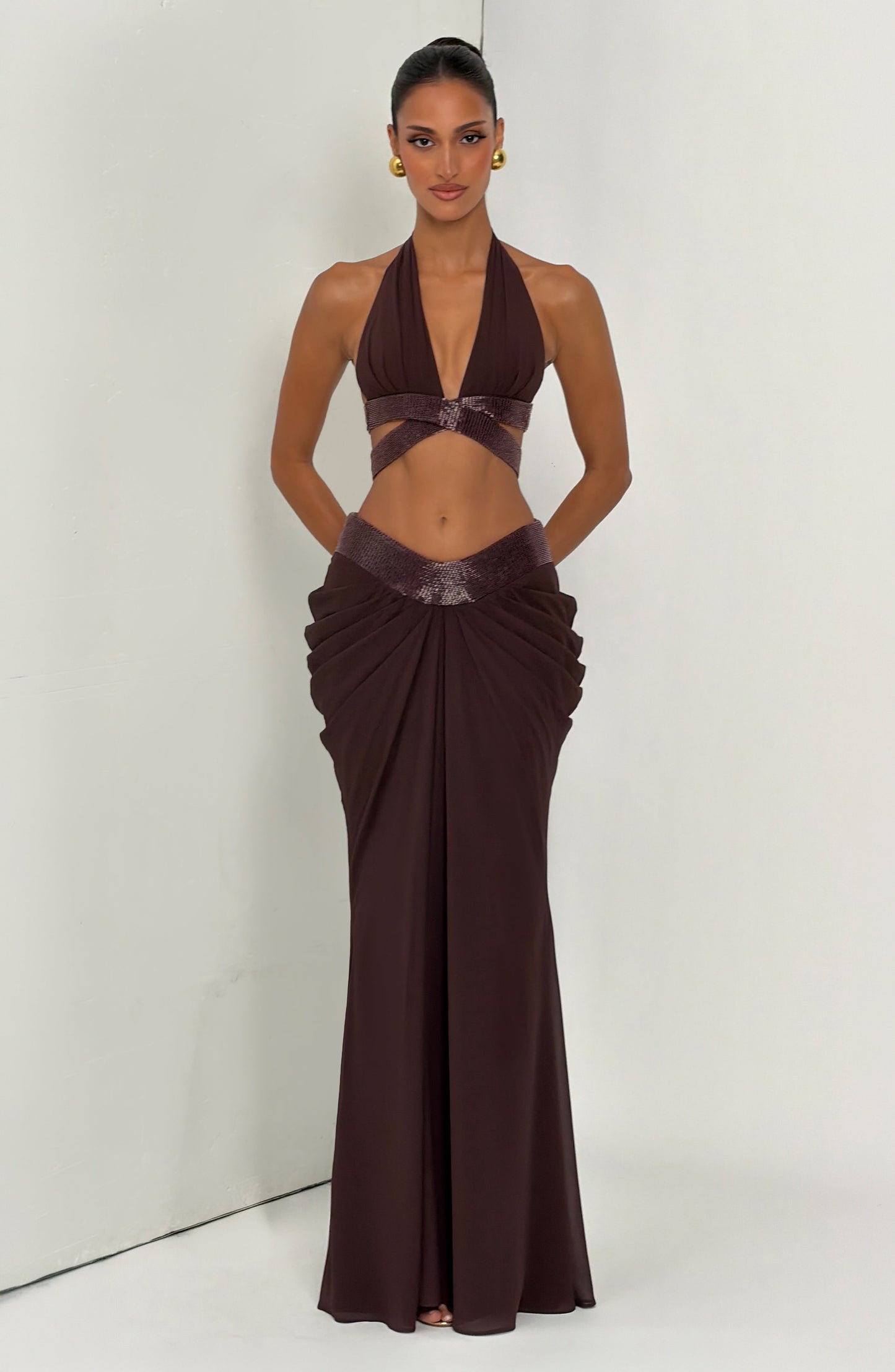 Sophie Maxi Skirt - Plum Brown