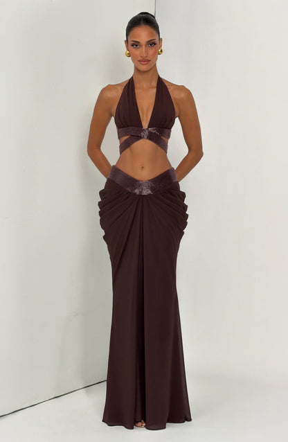 Sophie Maxi Skirt - Plum Brown