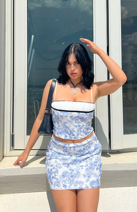 Gianna Blue Print Mini Skirt