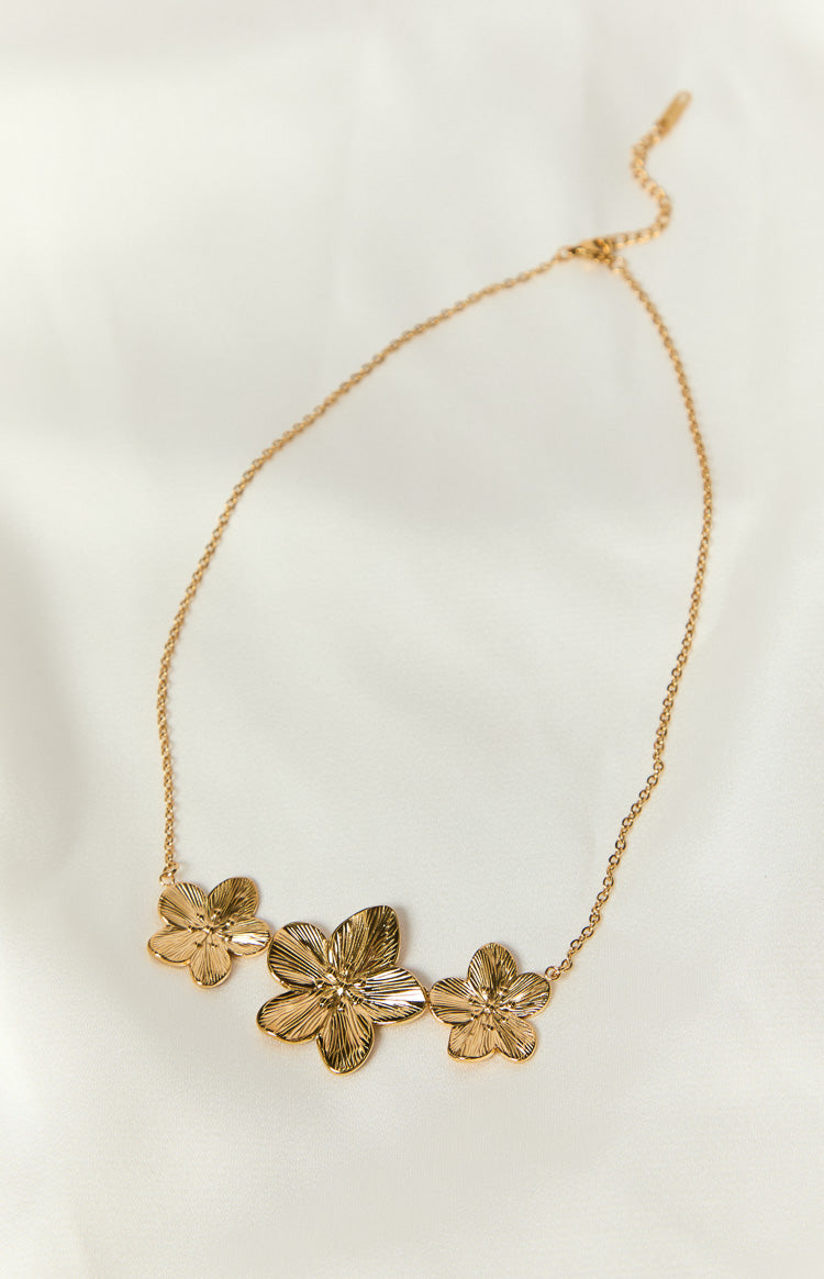 Halo Gold Frangipani Trio Necklace