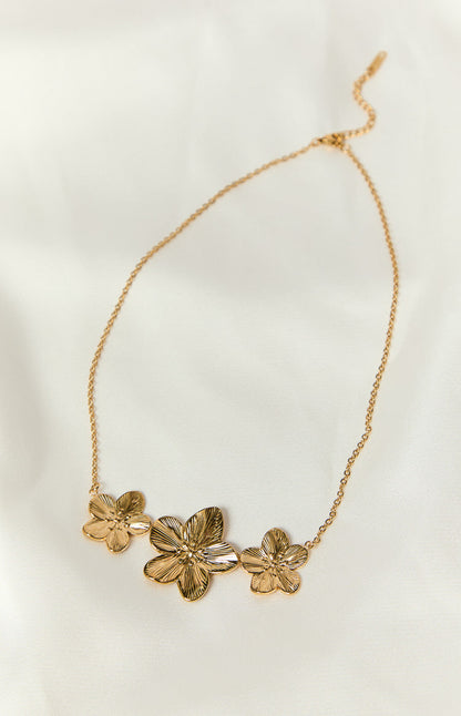 Halo Gold Frangipani Trio Necklace