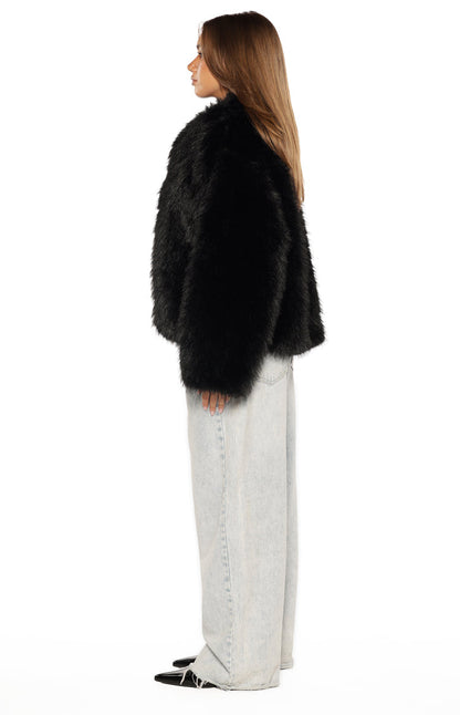 It Girl Black Faux Fur Jacket