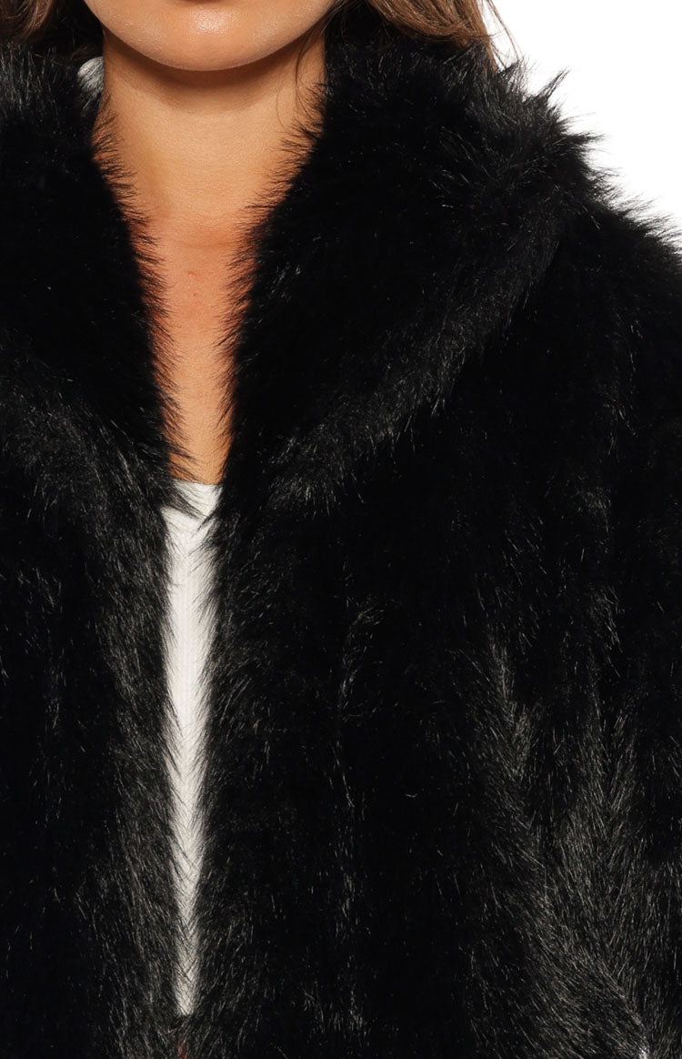 It Girl Black Faux Fur Jacket