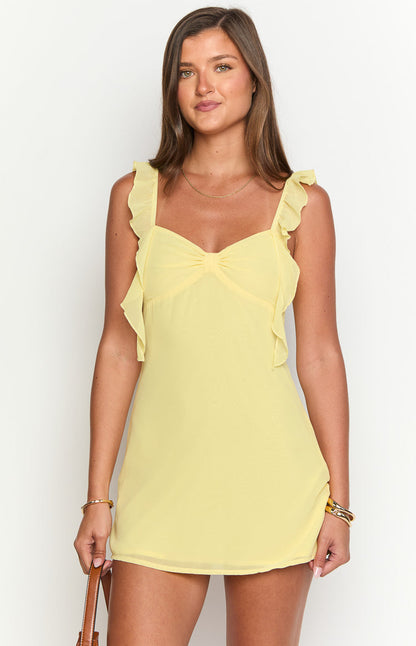 Joyce Yellow Chiffon Mini Dress