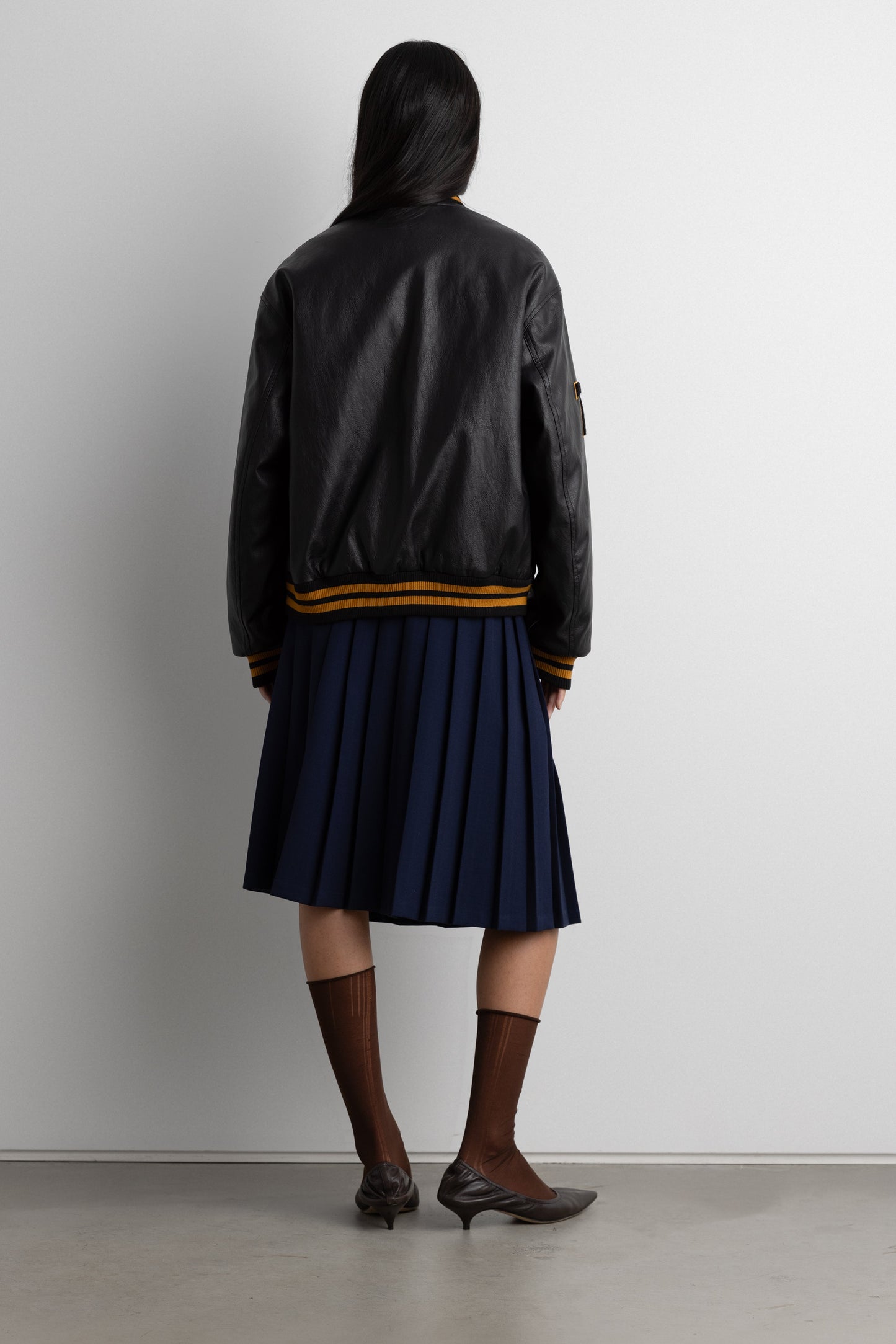 VEGAN LEATHER LETTERMAN BOMBER JACKET