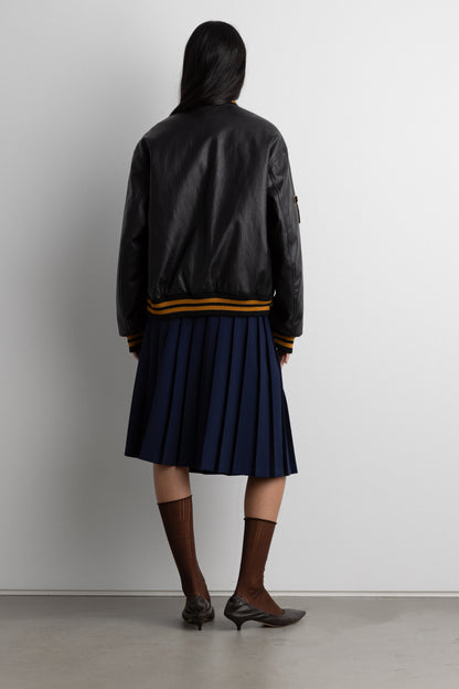 VEGAN LEATHER LETTERMAN BOMBER JACKET