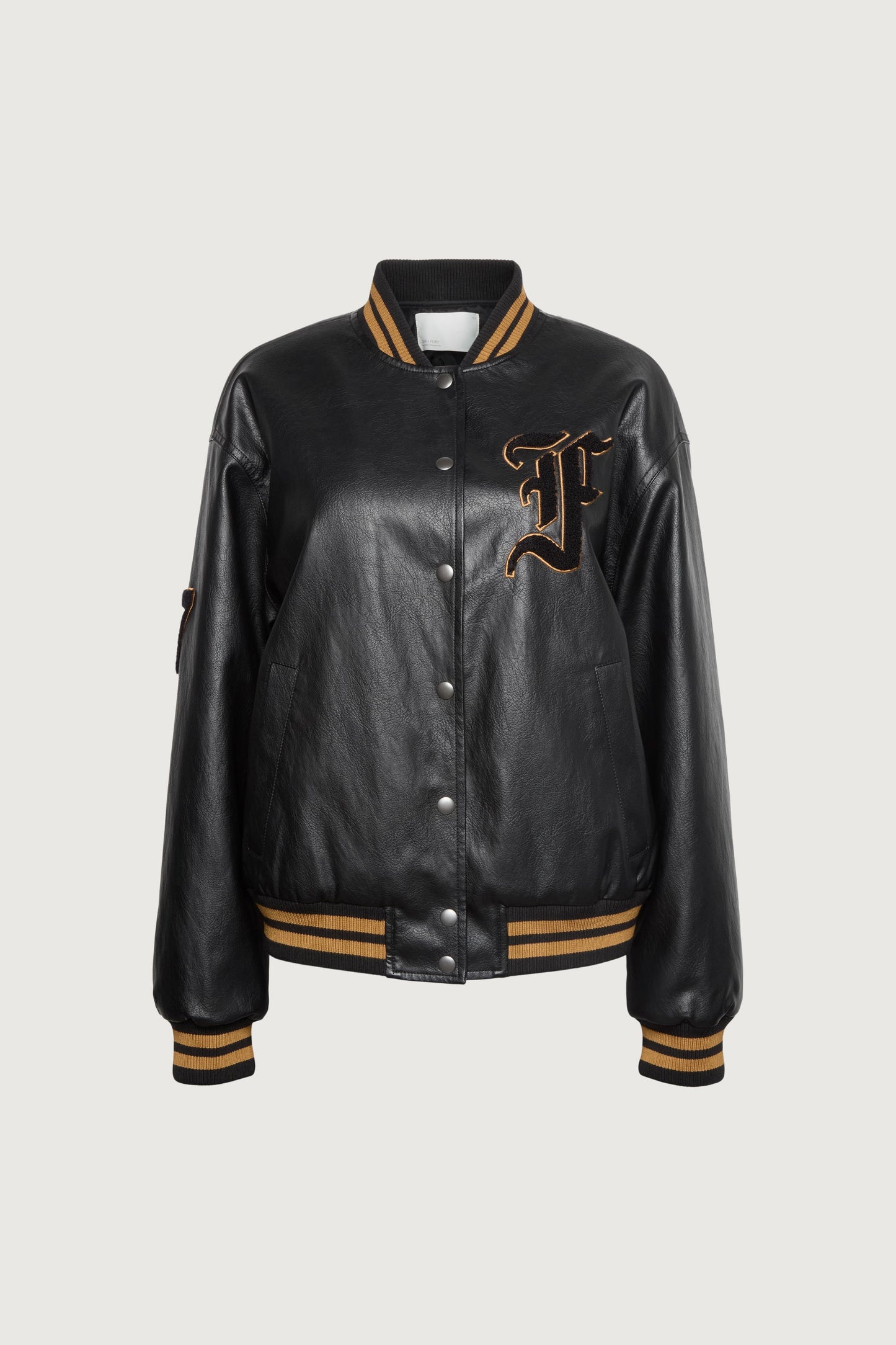 VEGAN LEATHER LETTERMAN BOMBER JACKET