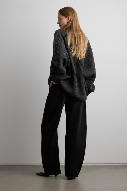 HIGH RISE BARREL LEG JEAN