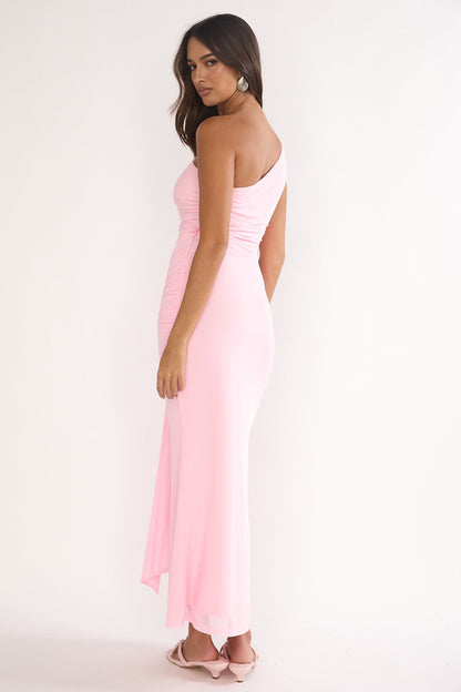 Luli One-Shoulder Cut-Out Maxi Dress Pink