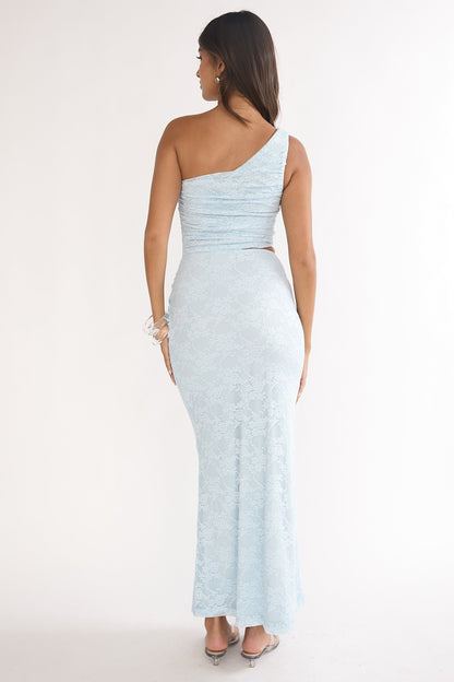 Luli One-Shoulder Cut-Out Maxi Dress Textured Light Blue