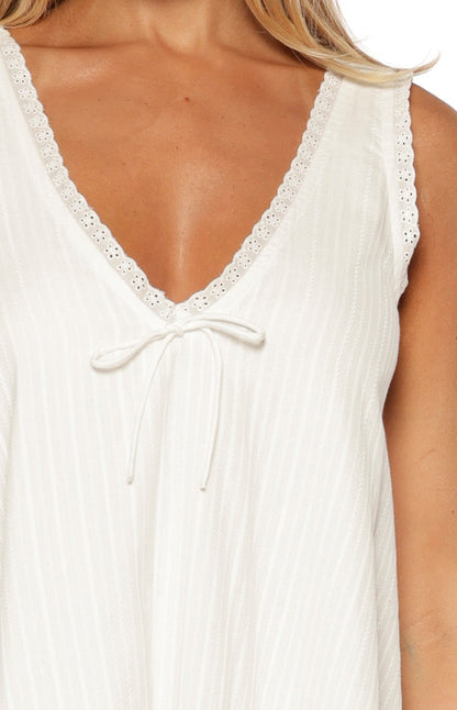 Kennie White Lace Trim Cotton Mini Dress
