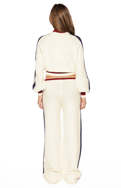 Liberty Cream Knit Jacquard Zip Sweater