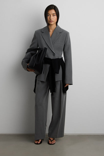 CINCHED WAIST DOUBLE-BREASTED BLAZER