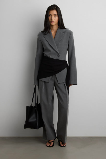 CINCHED WAIST DOUBLE-BREASTED BLAZER