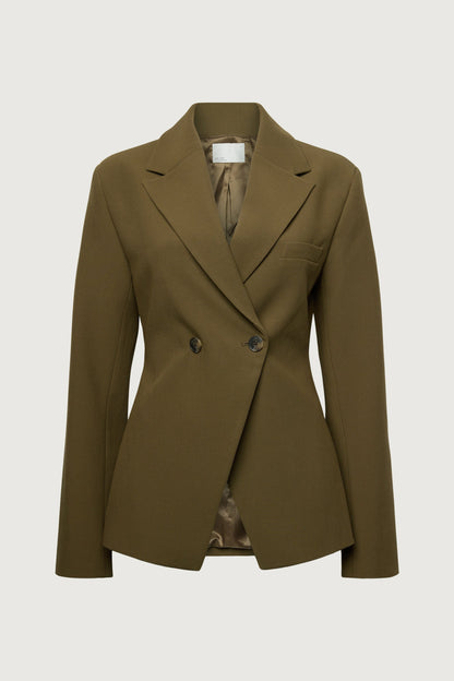 CINCHED WAIST DOUBLE-BREASTED BLAZER