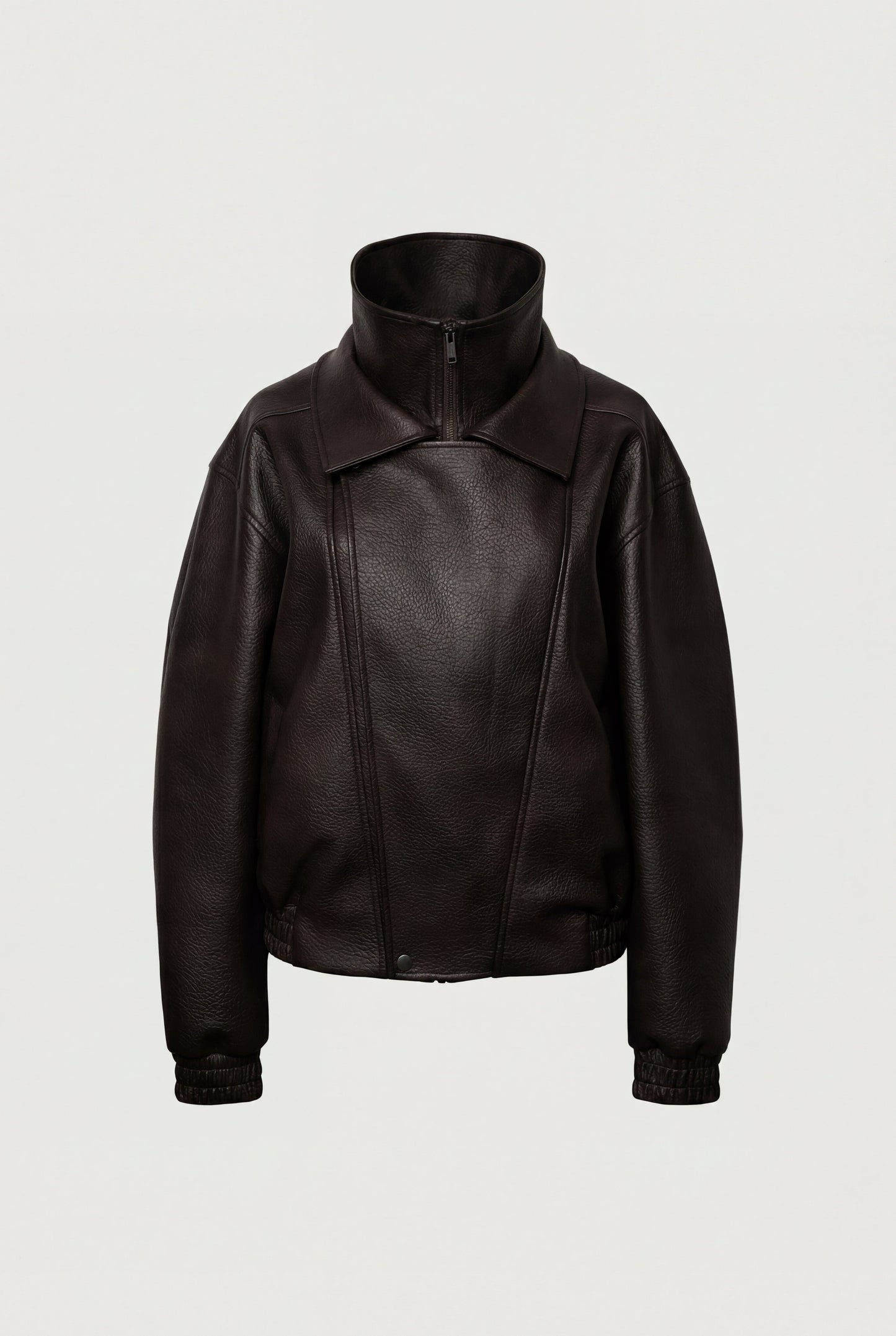 VEGAN LEATHER DOUBLE COLLAR BIKER JACKET