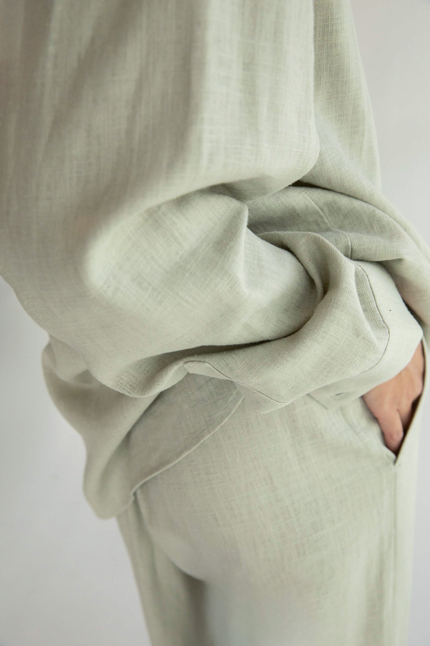 LINEN BLEND WIDE LEG PANT
