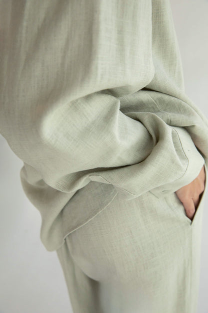 LINEN BLEND WIDE LEG PANT