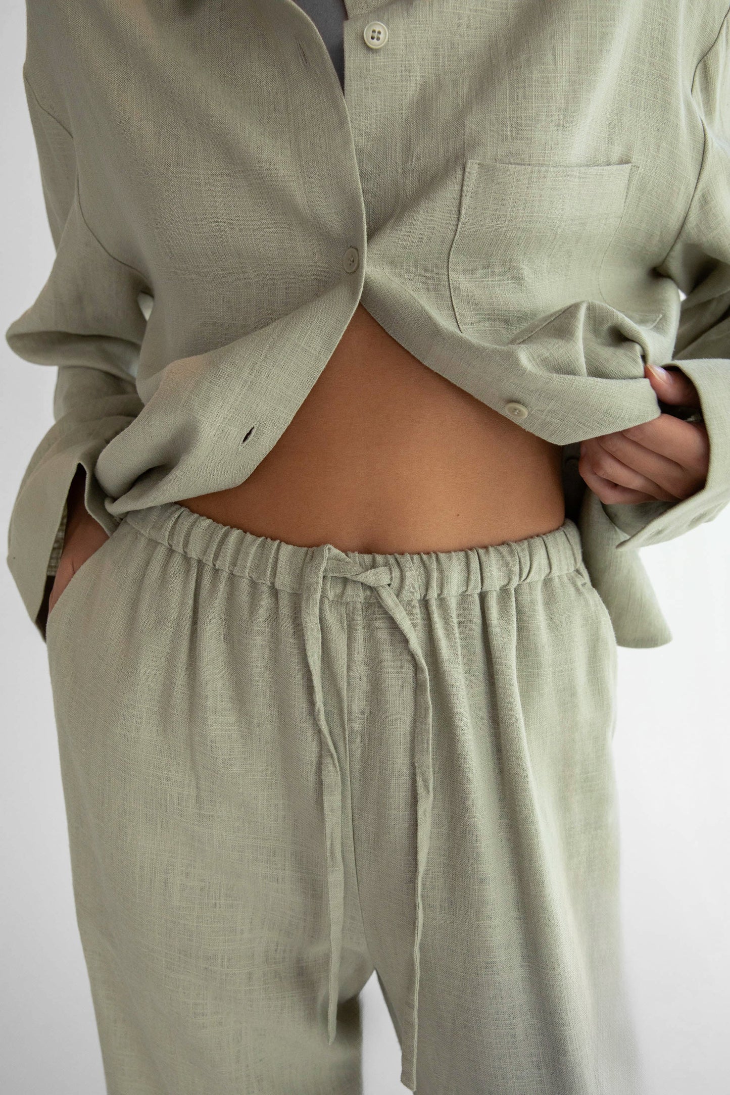 LINEN BLEND WIDE LEG PANT