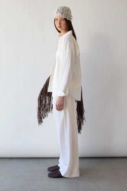 LINEN BLEND WIDE LEG PANT