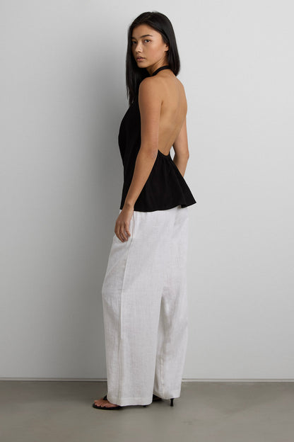 LINEN BLEND WIDE LEG PANT
