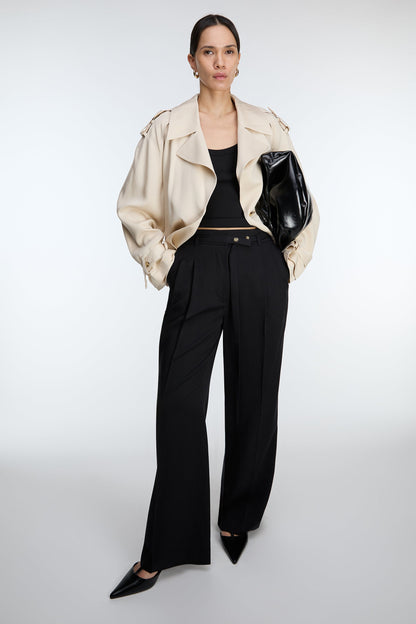 HIGH-RISE WIDE LEG BELT DETAIL TROUSER