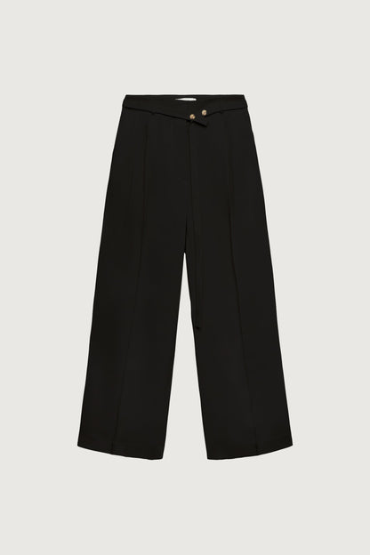 HIGH-RISE WIDE LEG BELT DETAIL TROUSER