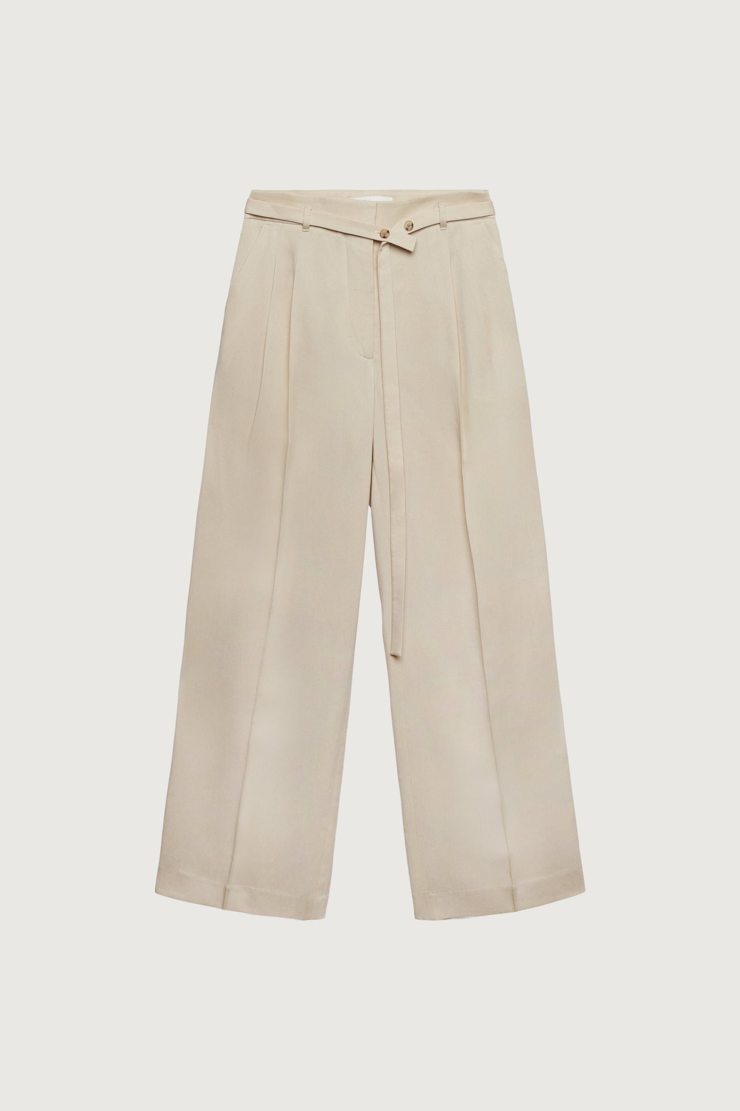 HIGH-RISE WIDE LEG BELT DETAIL TROUSER