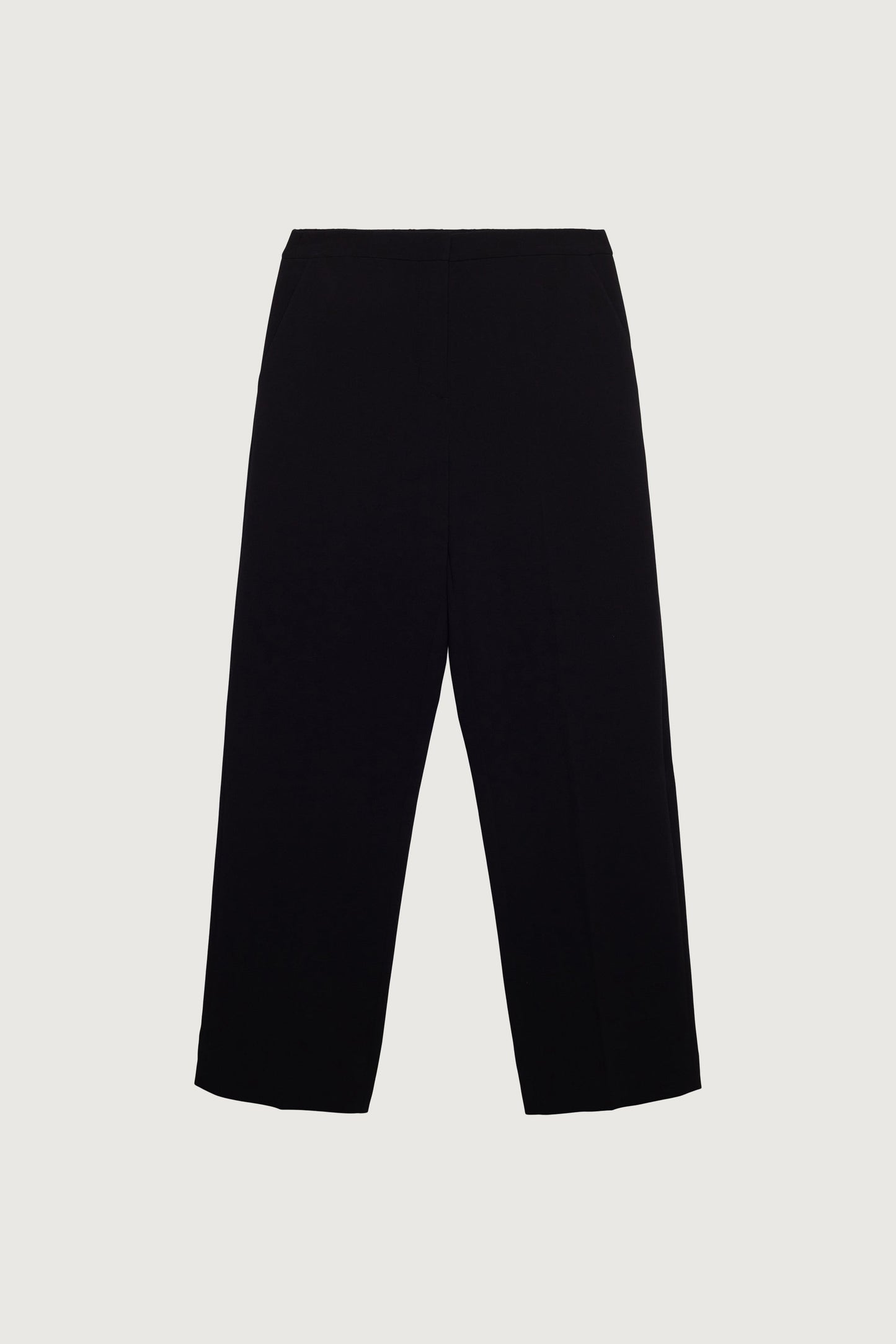 HIGH-RISE STRAIGHT LEG TROUSER WITH HALF ELASTIC WAIST