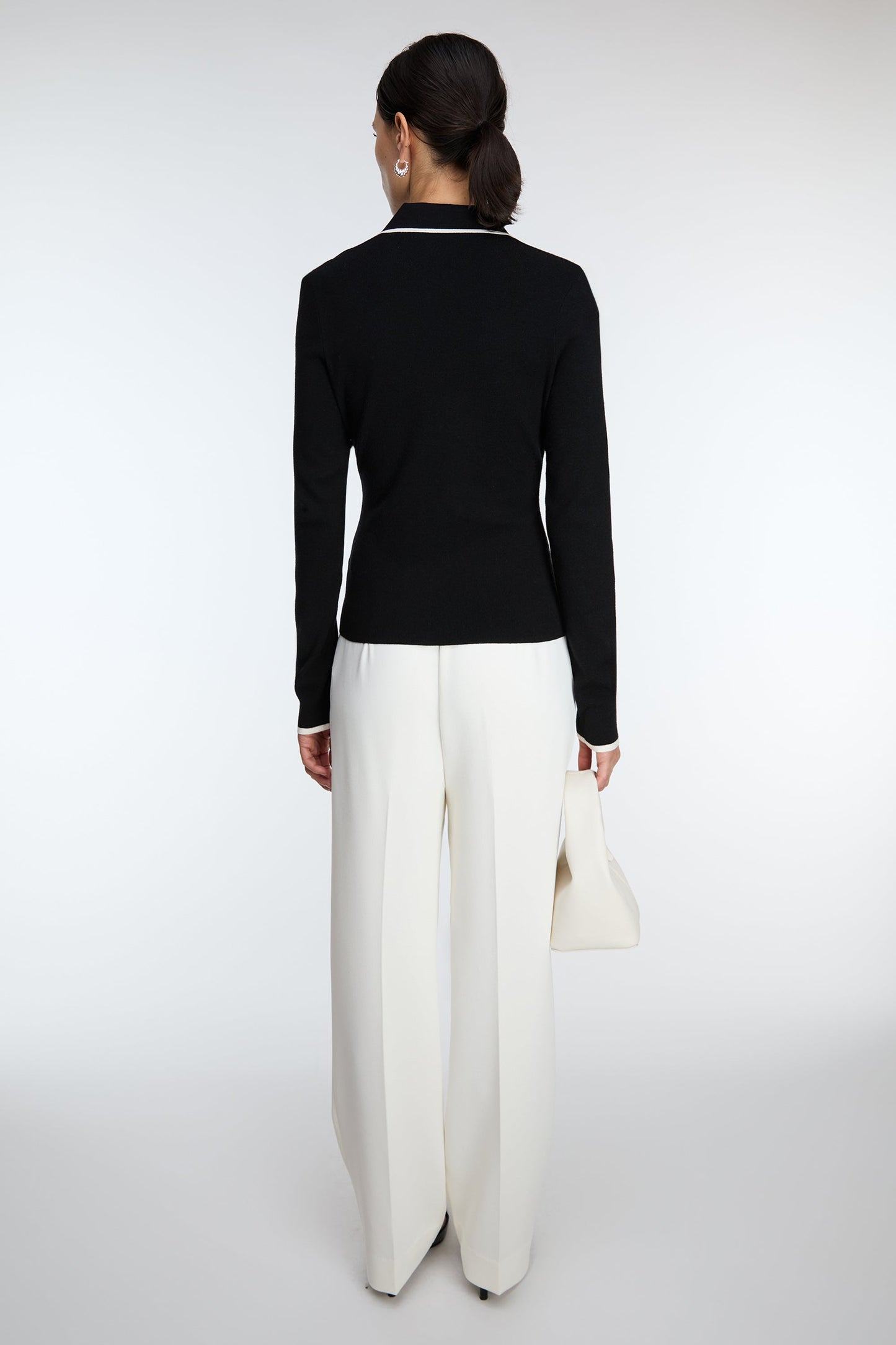 HIGH-RISE STRAIGHT LEG TROUSER WITH HALF ELASTIC WAIST