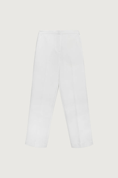 HIGH-RISE STRAIGHT LEG TROUSER WITH HALF ELASTIC WAIST