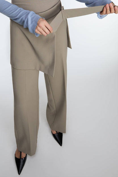 SKIRT-OVERLAY SUITING TROUSER