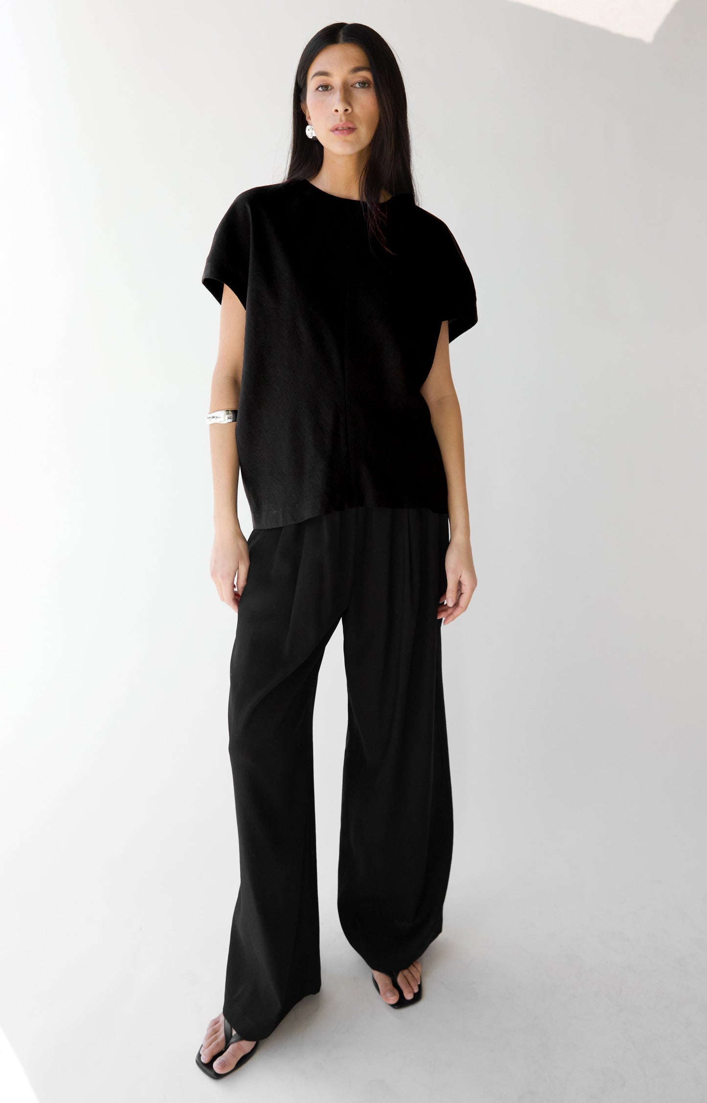 CRINKLED RAYON ELASTIC WAIST