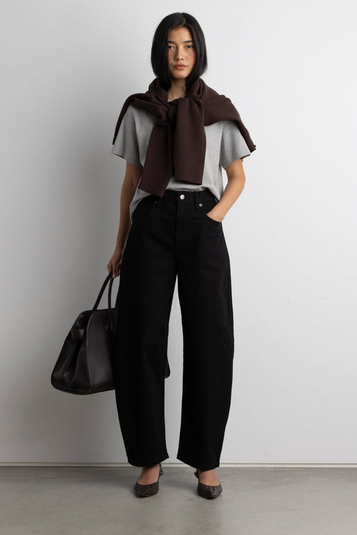 CROPPED LENGTH TWILL BARREL LEG PANT