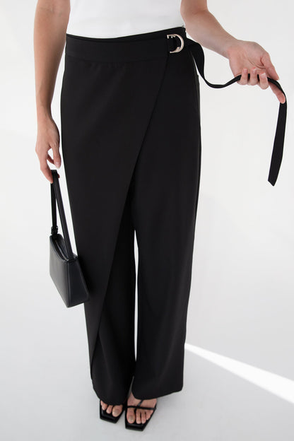 SIDE WRAP STRAIGHT LEG PANTS