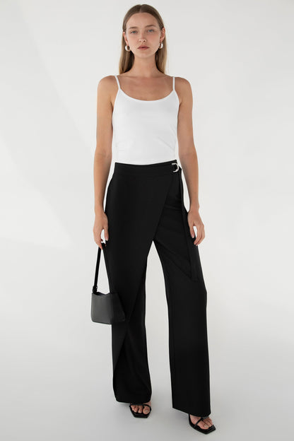 SIDE WRAP STRAIGHT LEG PANTS