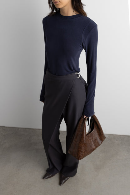 SIDE WRAP STRAIGHT LEG PANTS