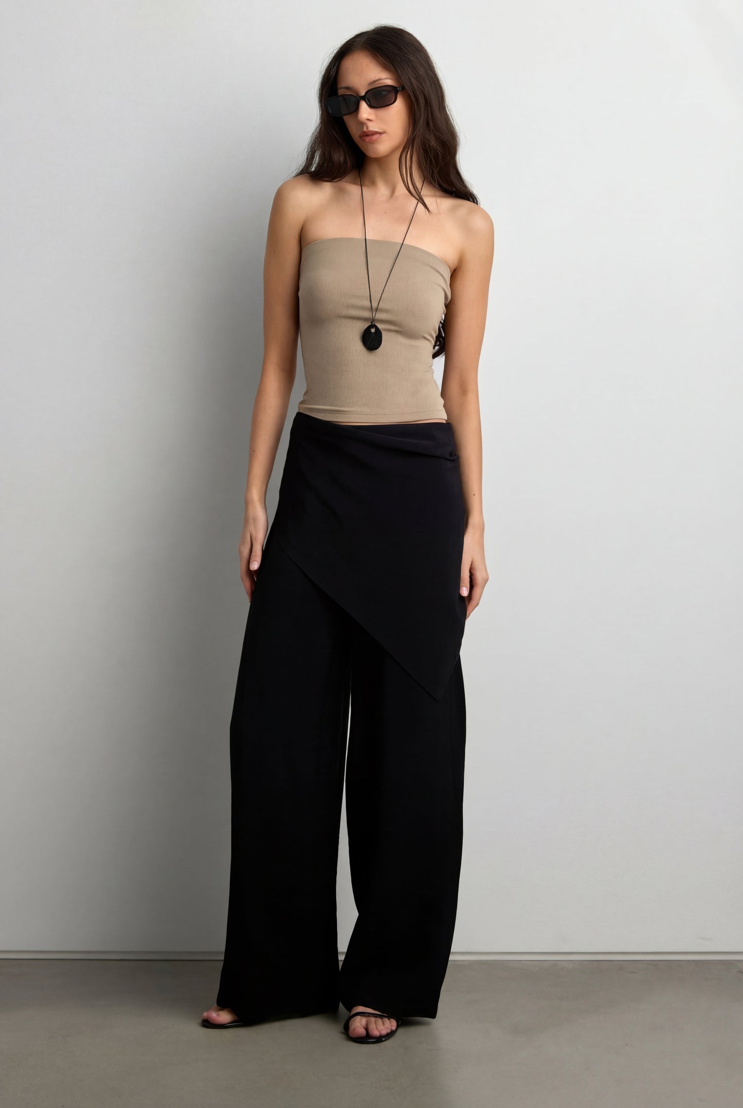 LIGHTWEIGHT CRINKLED PANT WITH WAIST SCARF